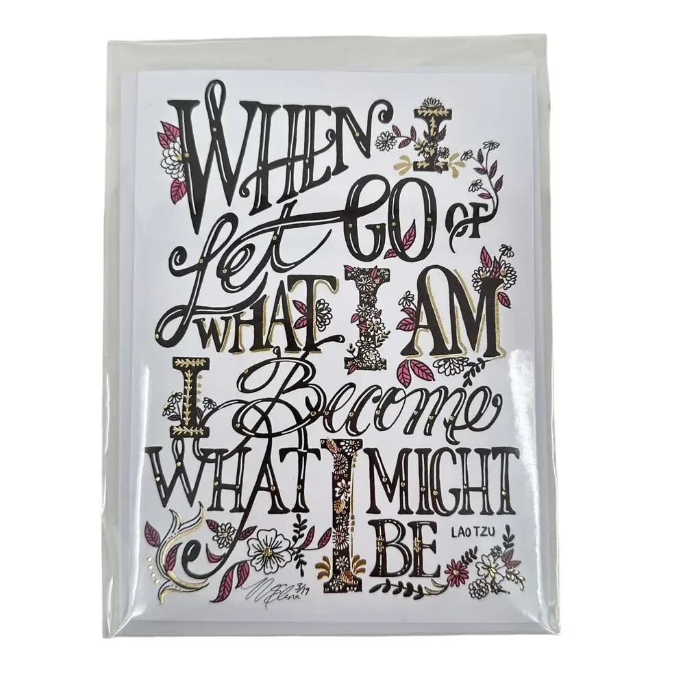 Margot Elena Diptych and Greeting Card When I Let Go of What I Am - Lao Tzu